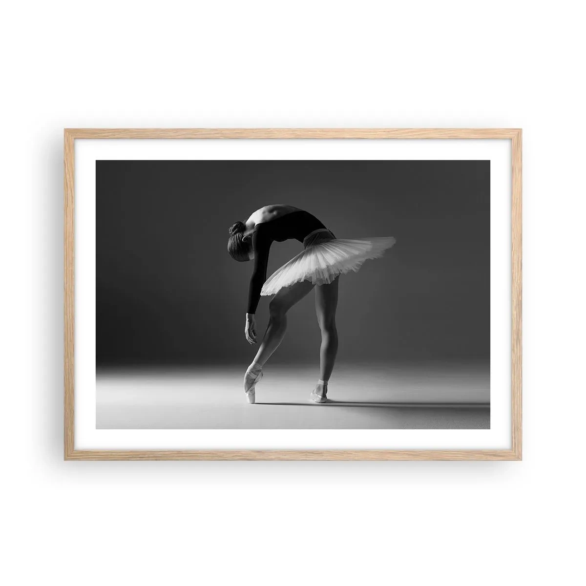 Pôster com moldura de carvalho claro - Bella balerina - 70x50 cm