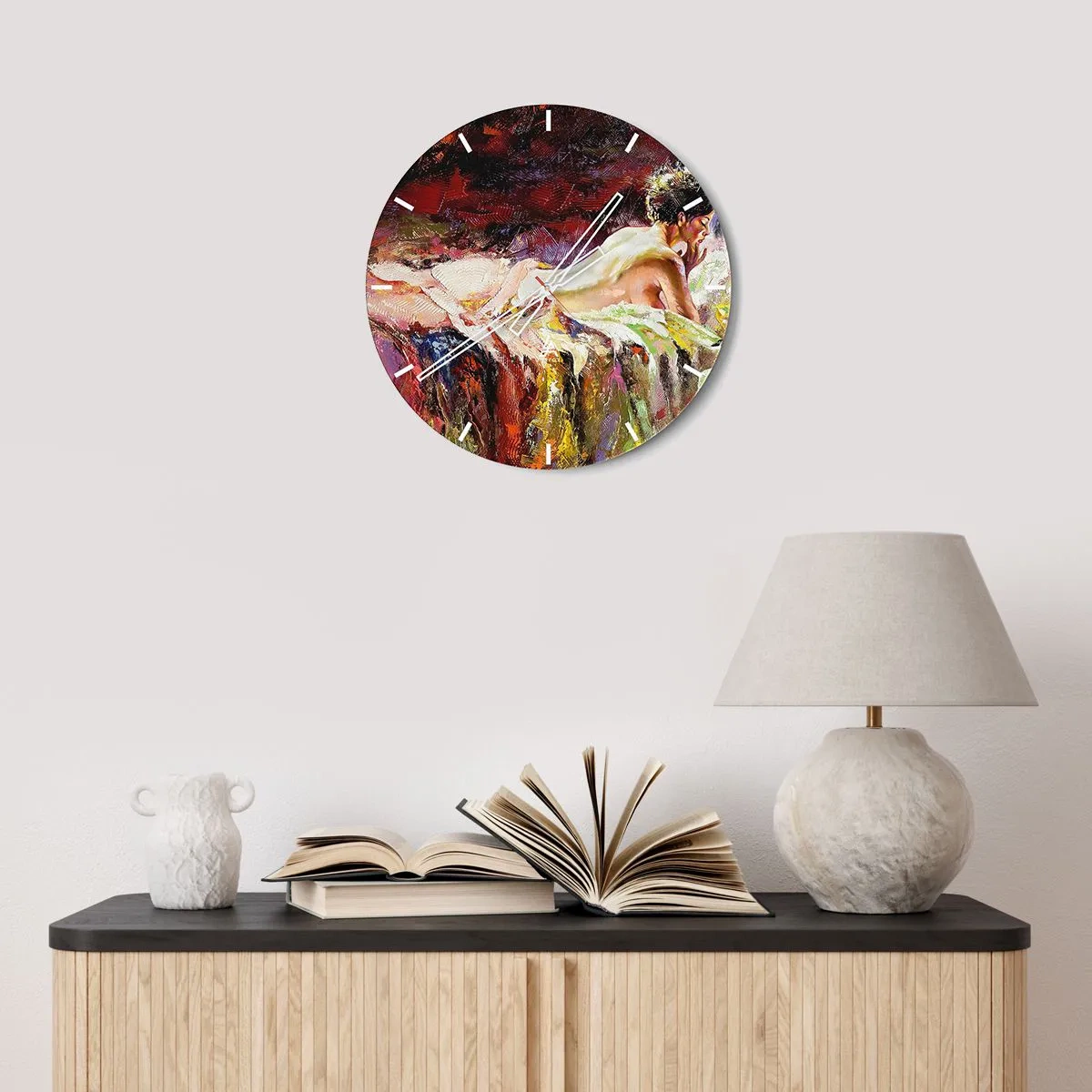 Relógio de parede - Relógio em vidro - Vênus pensativa - 40x40 cm
