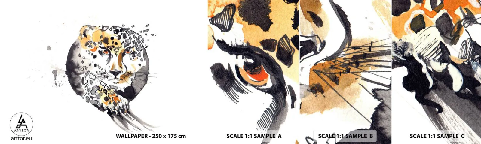 Amostra de Papel de Parede Standard Eco - Beleza predatória - Animais, Pantera, Natureza - 100x30 cm