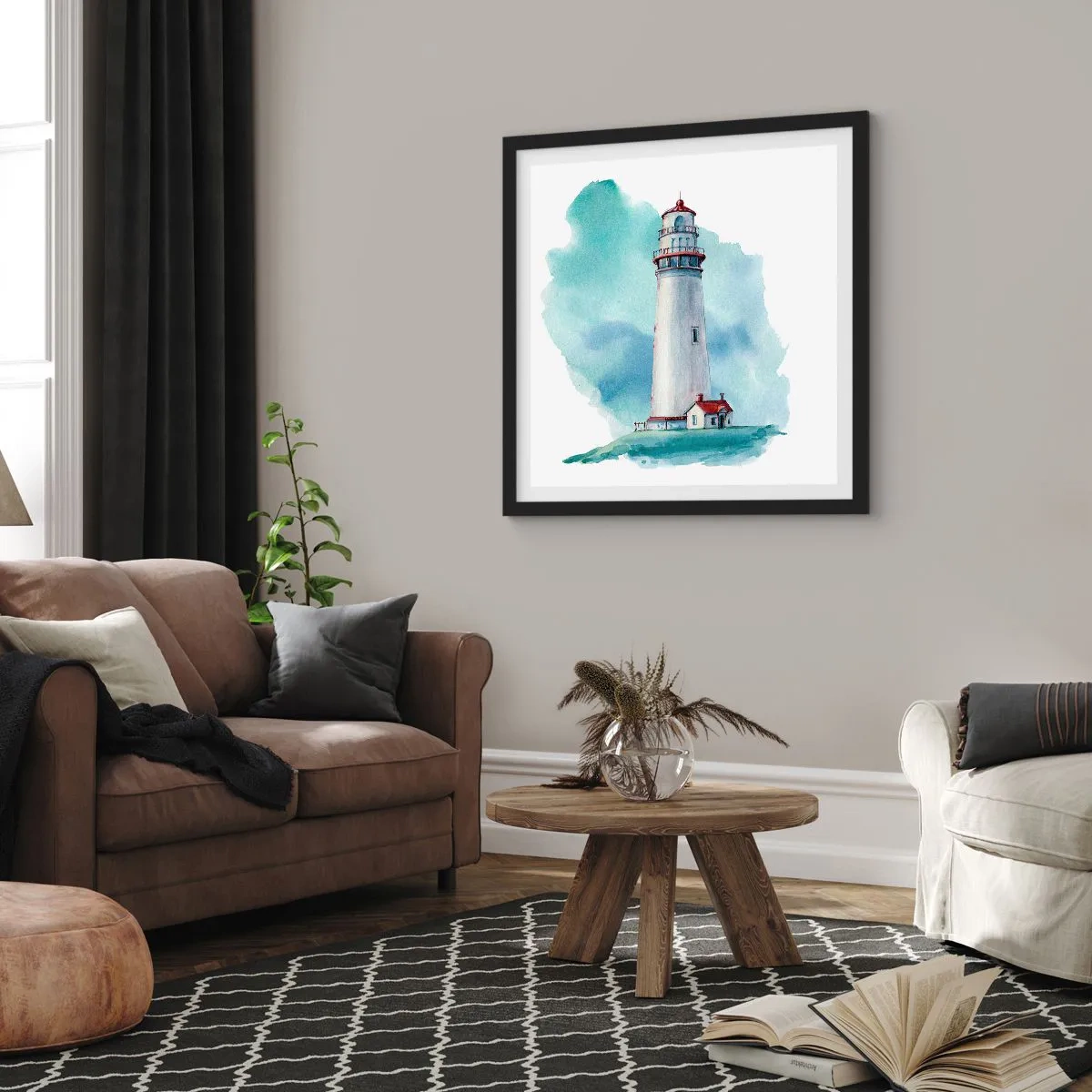 Pôster com moldura preta - A gentil irmã do azul - 60x60 cm