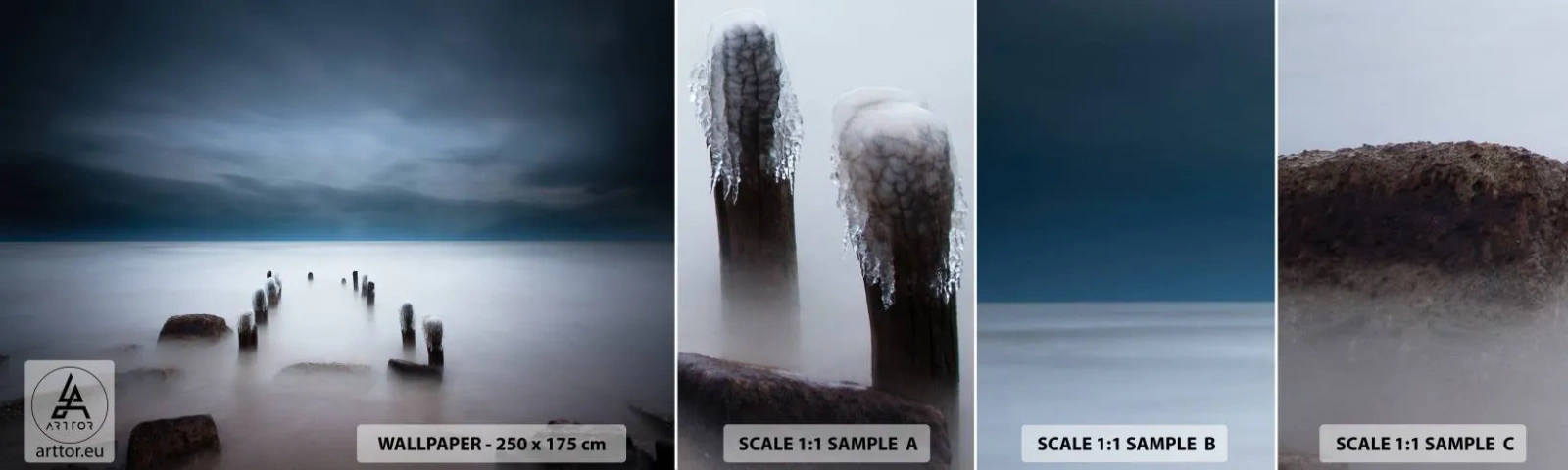 Amostra de papel de parede autocolante Deluxe Sticker - Lago pensativo - Paisagem, Mar, Lago - 100x30 cm