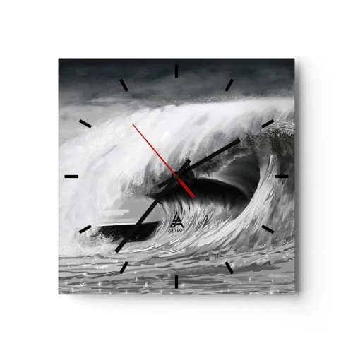 Relógio de parede - Relógio em vidro - A ira do oceano - 30x30 cm