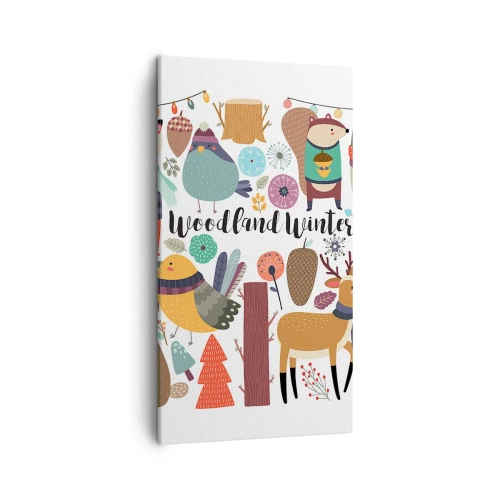 Quadro em tela - Natal de conto de fadas na floresta - 45x80 cm