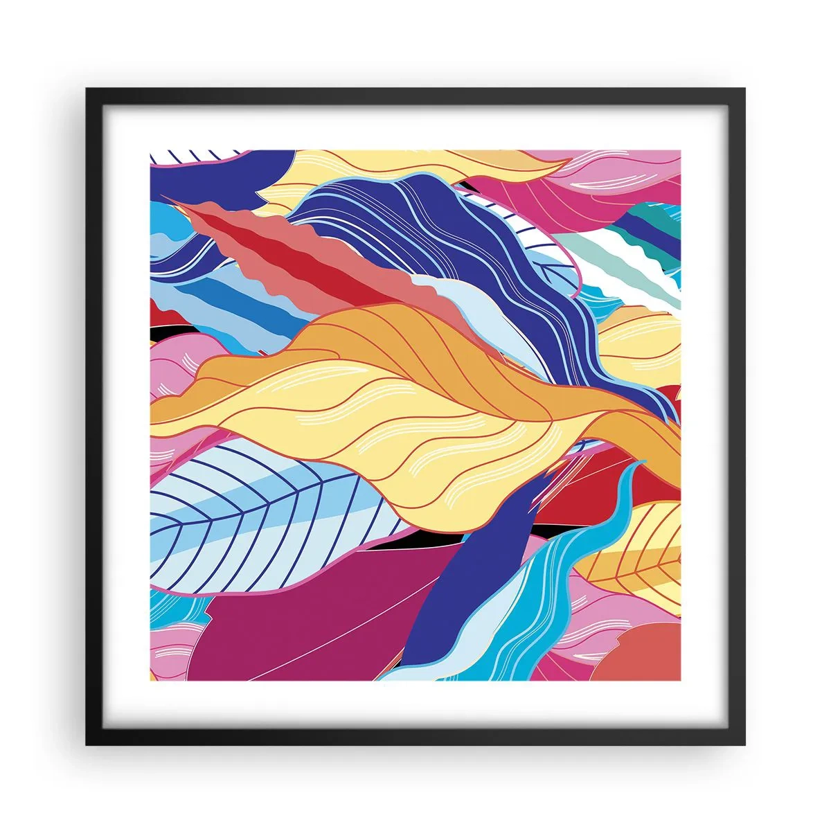 Pôster com moldura preta - Bagunça colorida - 50x50 cm