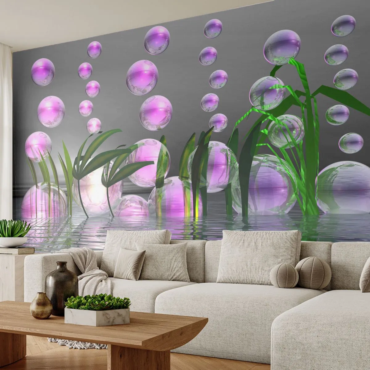 Papel de Parede Premium Sand - Composição reflexiva da leveza e da vida - Abstração, Gráficos, 3D - 400x280 cm