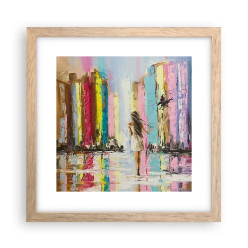 Pôster com moldura de carvalho claro - Segue-me - 30x30 cm