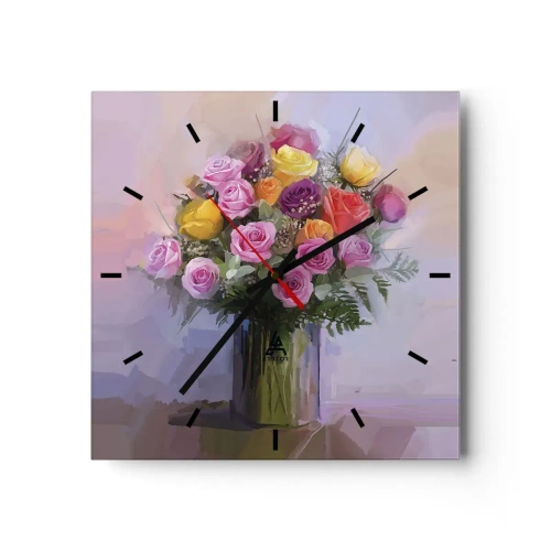 Relógio de parede - Relógio em vidro - Beleza retida - 30x30 cm