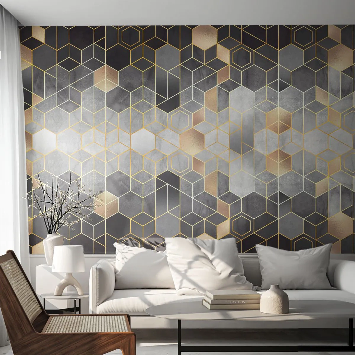 Papel de Parede Premium Sand - Composição do diamante - Abstração, Pedaço, Gráficos - 350x256 cm