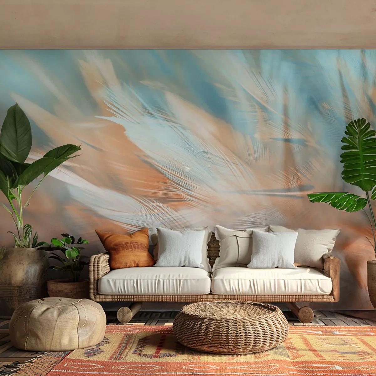 Papel de Parede Autocolante Deluxe Sticker - Na terra da gentileza - Delicado, Penas, Minimalismo - 250x175 cm