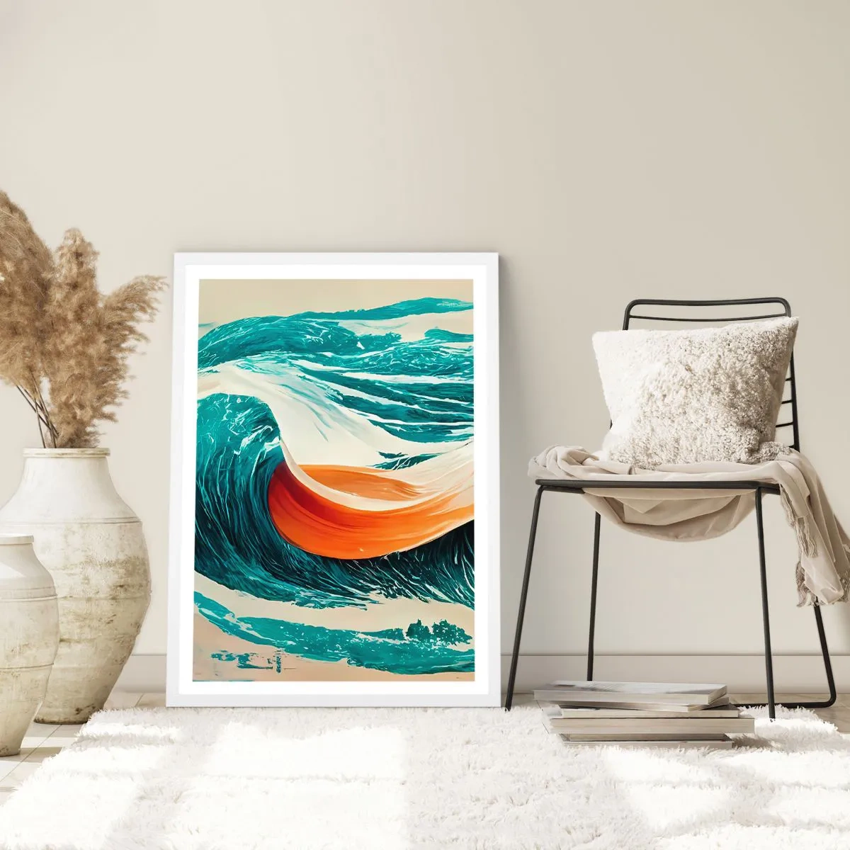 Pôster em moldura branca - O sonho de um surfista - 70x100 cm