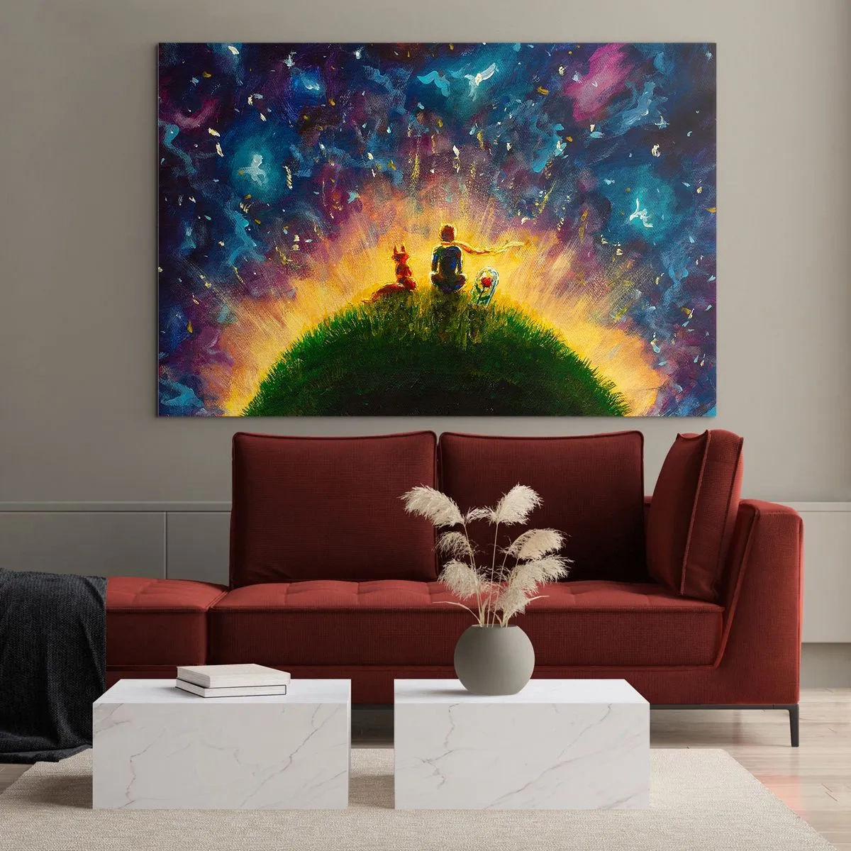 Quadro em vidro - Amor e amizade - o mundo inteiro - 120x80 cm