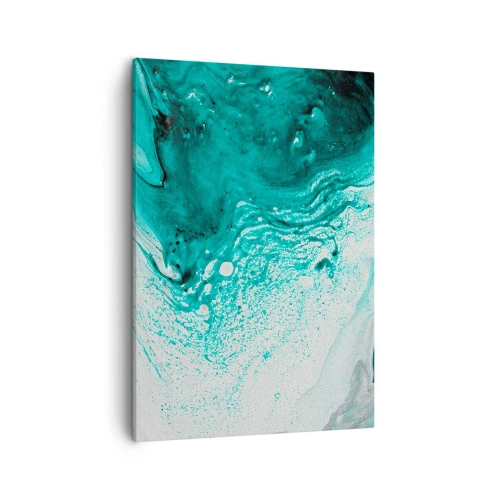 Quadro em tela - Derreter a branco e turquesa - 50x70 cm