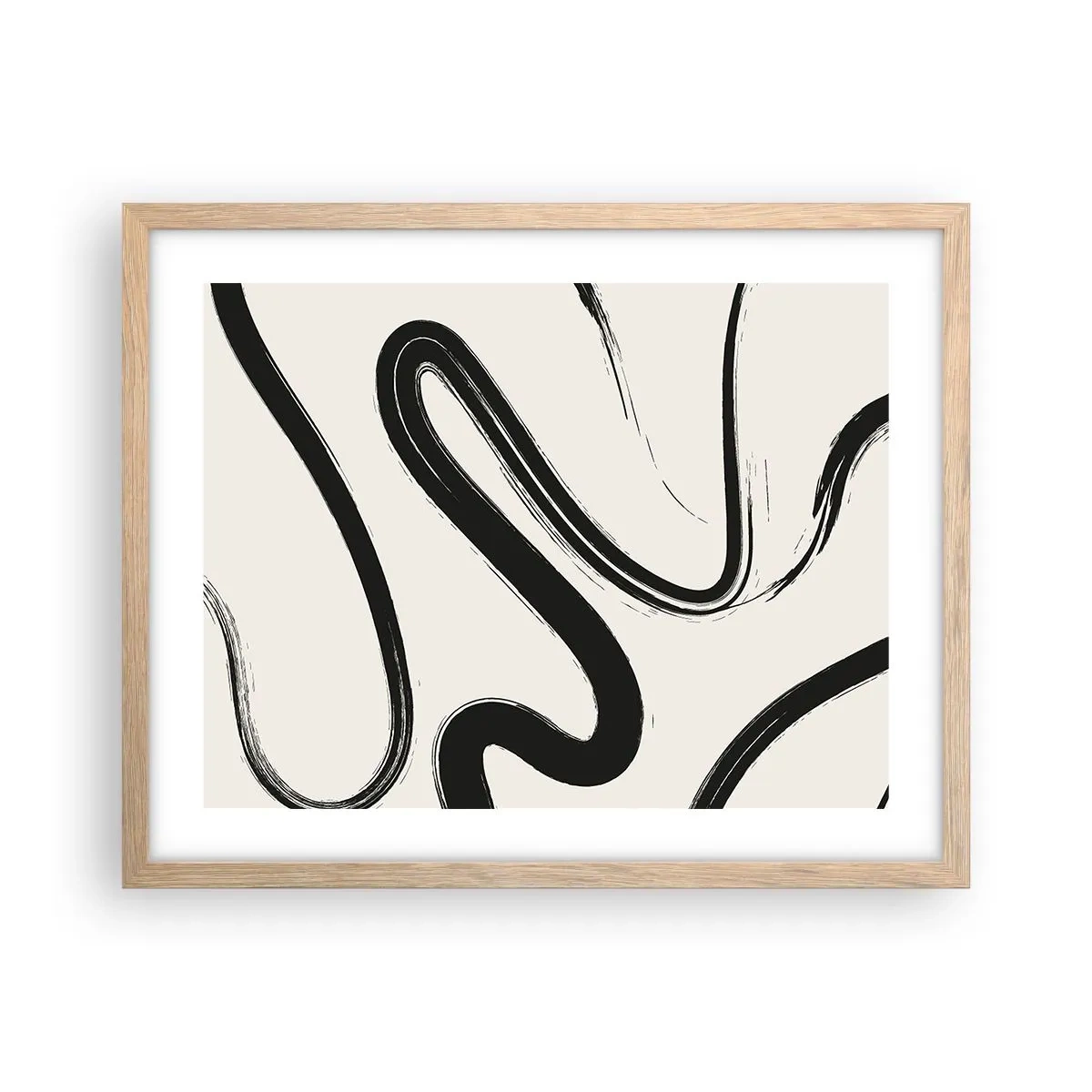 Pôster com moldura de carvalho claro - Capricho preto e branco - 50x40 cm