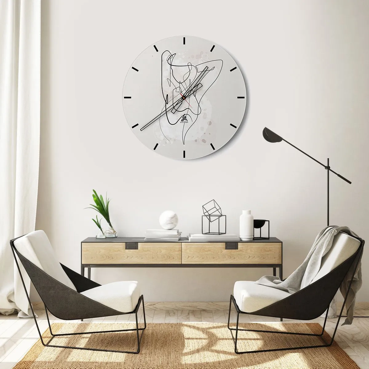 Relógio de parede - Relógio em vidro - Arte abstrata de figura feminina em um fundo claro - 30x30cm - A arte da sedução - Decoração de parede moderna para a sala de estar, cozinha e quarto ARTTOR