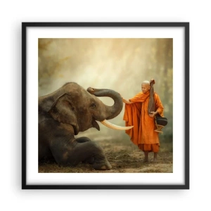 Pôster com moldura preta - Encontro na viagem - 50x50 cm