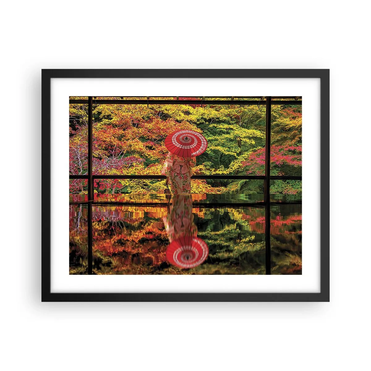 Pôster com moldura preta - No templo da natureza - 50x40 cm