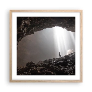 Pôster com moldura de carvalho claro - Gruta luminosa - 50x50 cm