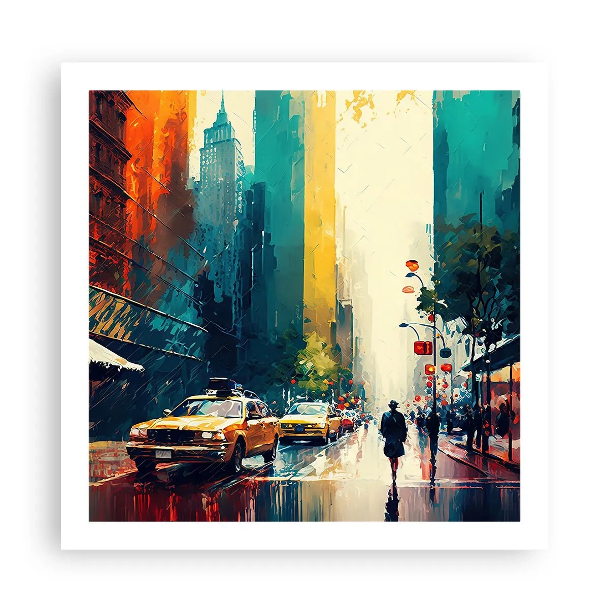 Pôster - Nova York – até a chuva é colorida aqui - 60x60 cm