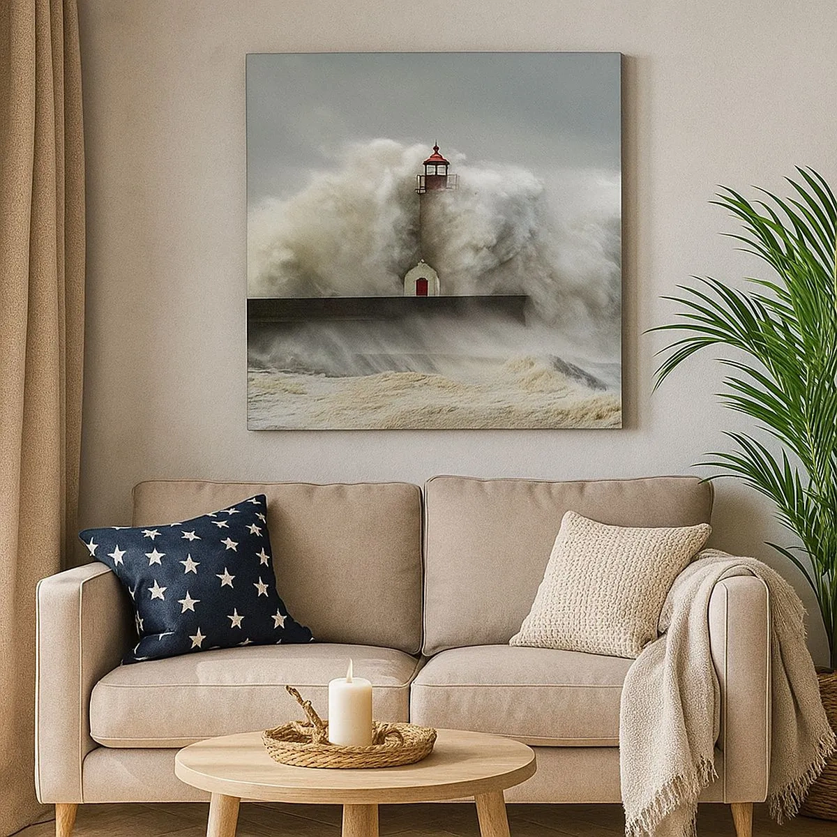 Quadro em tela - A ira do oceano - 30x30 cm