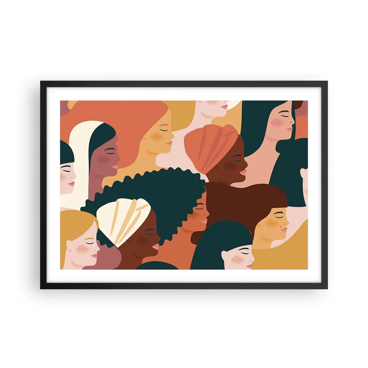Pôster com moldura preta - Apenas feminilidade - 70x50 cm