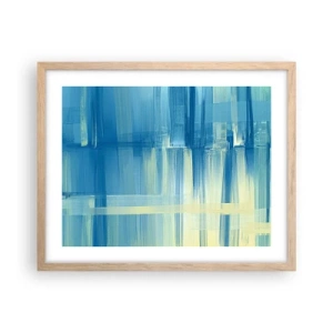 Pôster com moldura de carvalho claro - Composição em turquesa - 50x40 cm