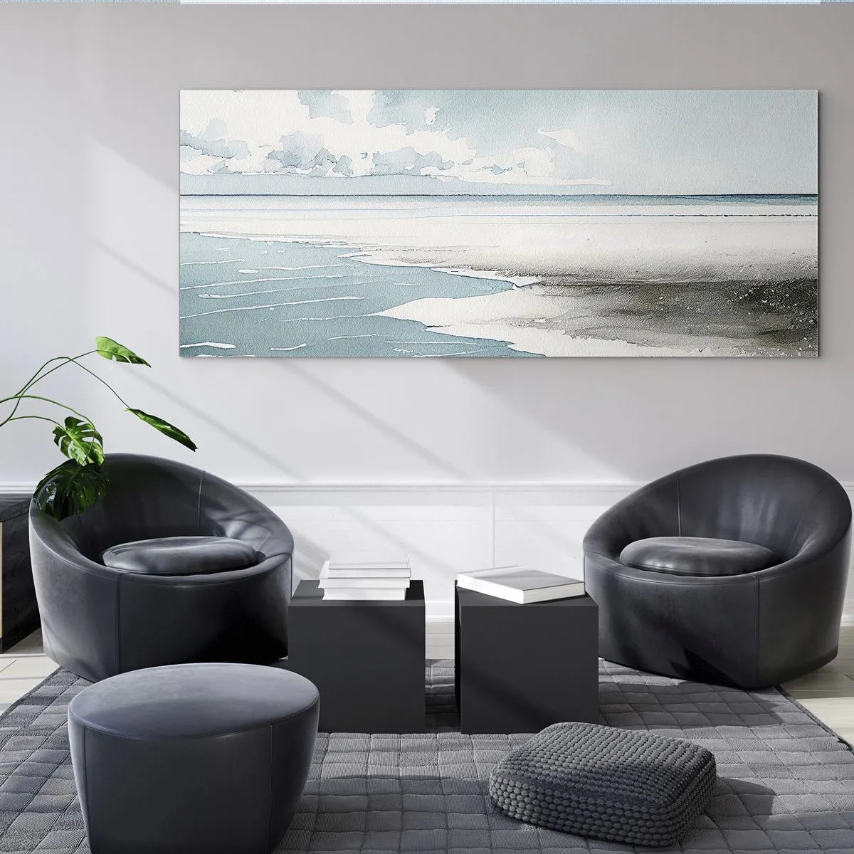 Quadro em vidro - Maré suave - 100x40 cm