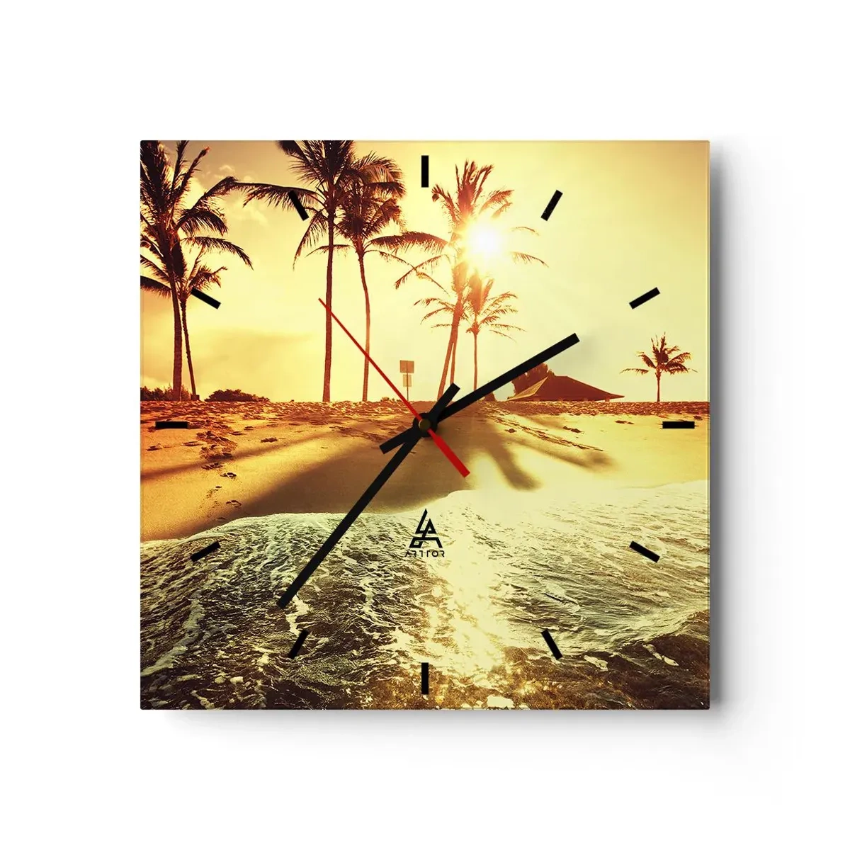 Relógio de parede - Relógio em vidro - Califórnia à tarde - 40x40 cm