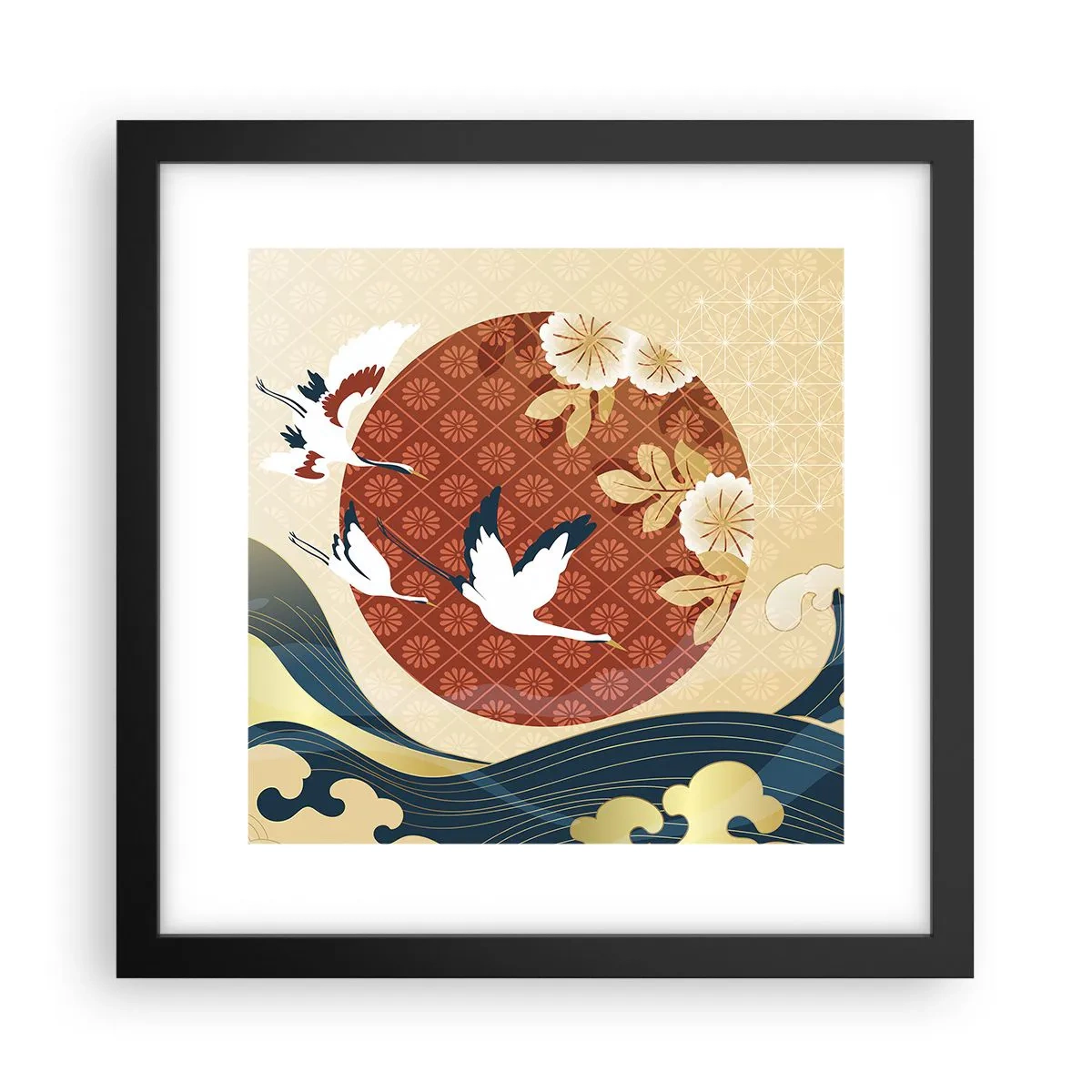 Pôster com moldura preta - Conto de fadas japonês - 30x30 cm