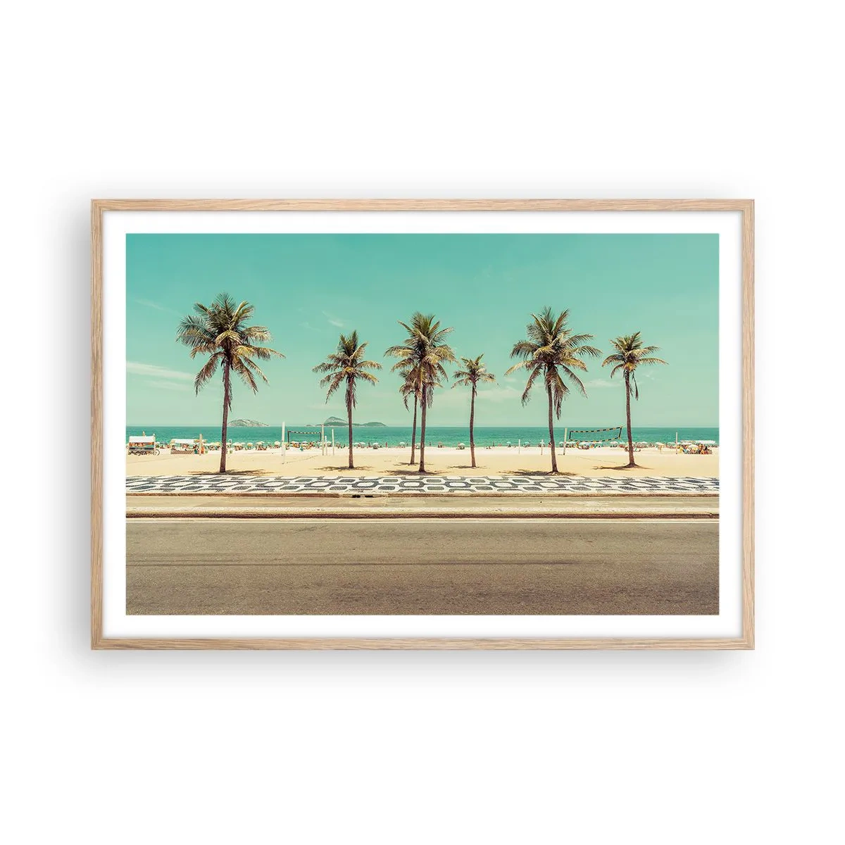 Pôster com moldura de carvalho claro - Em guarda da praia - 91x61 cm