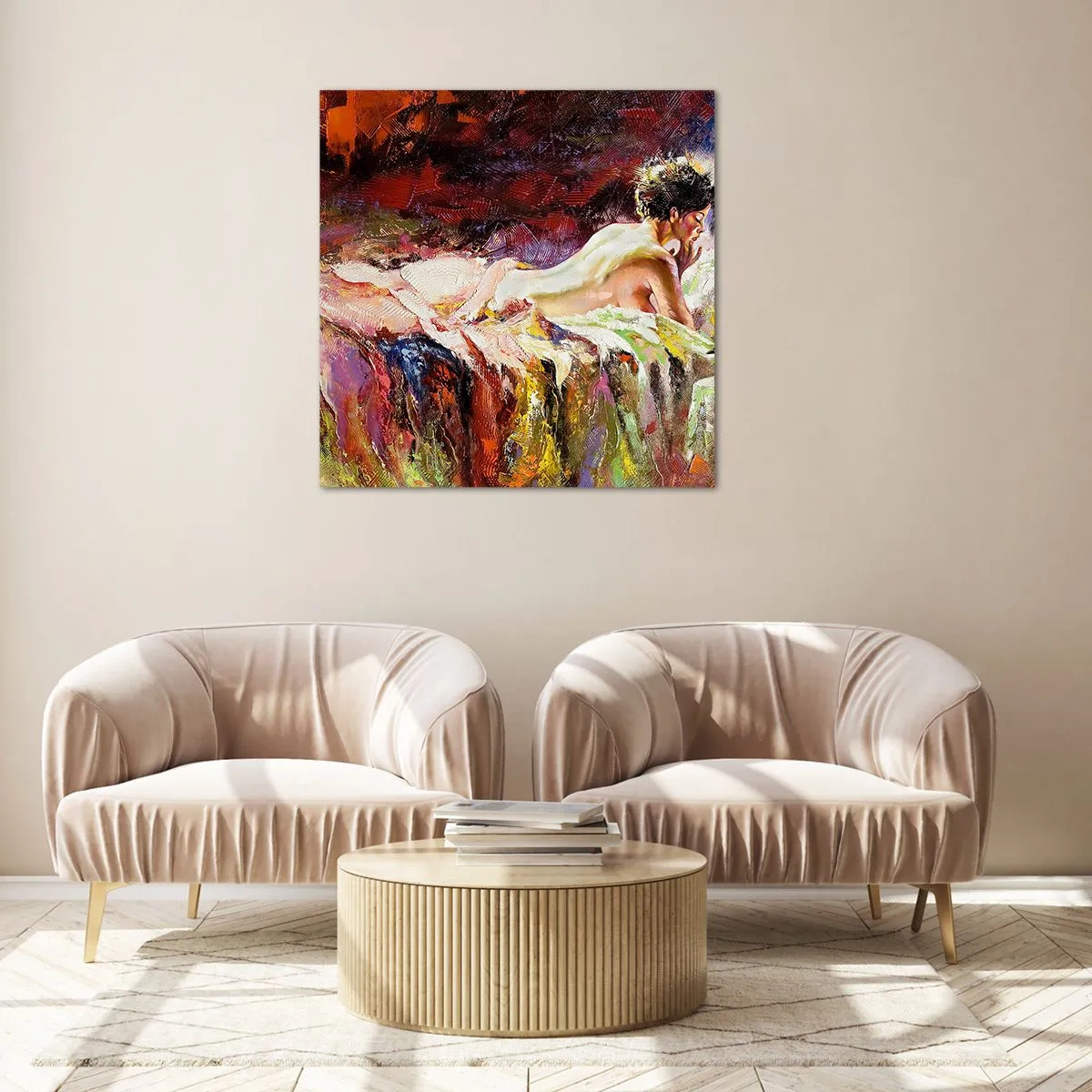 Quadro em vidro - Vênus pensativa - 40x40 cm