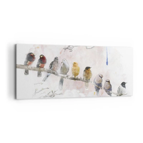 Quadro em tela - Reunião alada - 100x40 cm