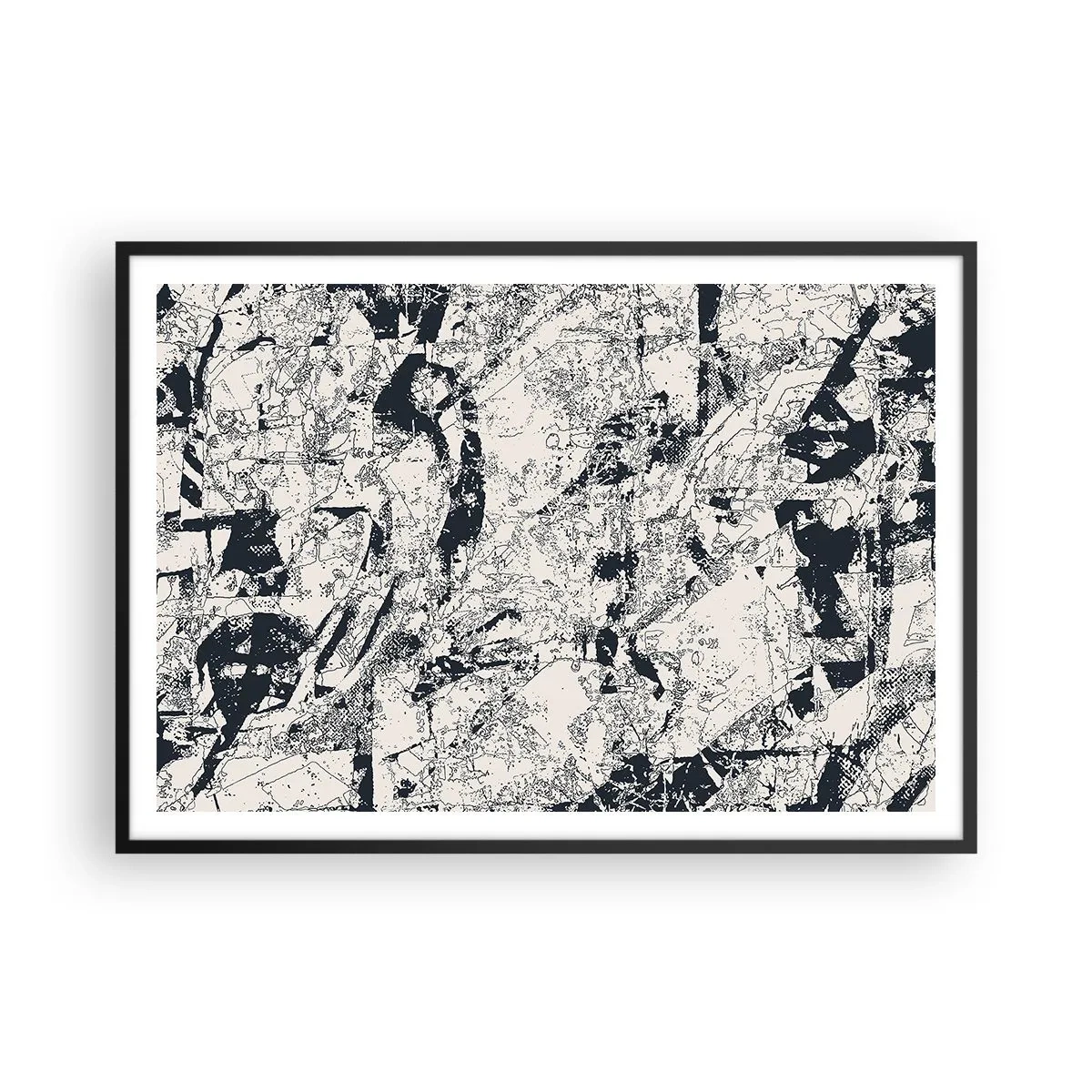 Pôster com moldura preta - Interpenetração de opostos - 100x70 cm