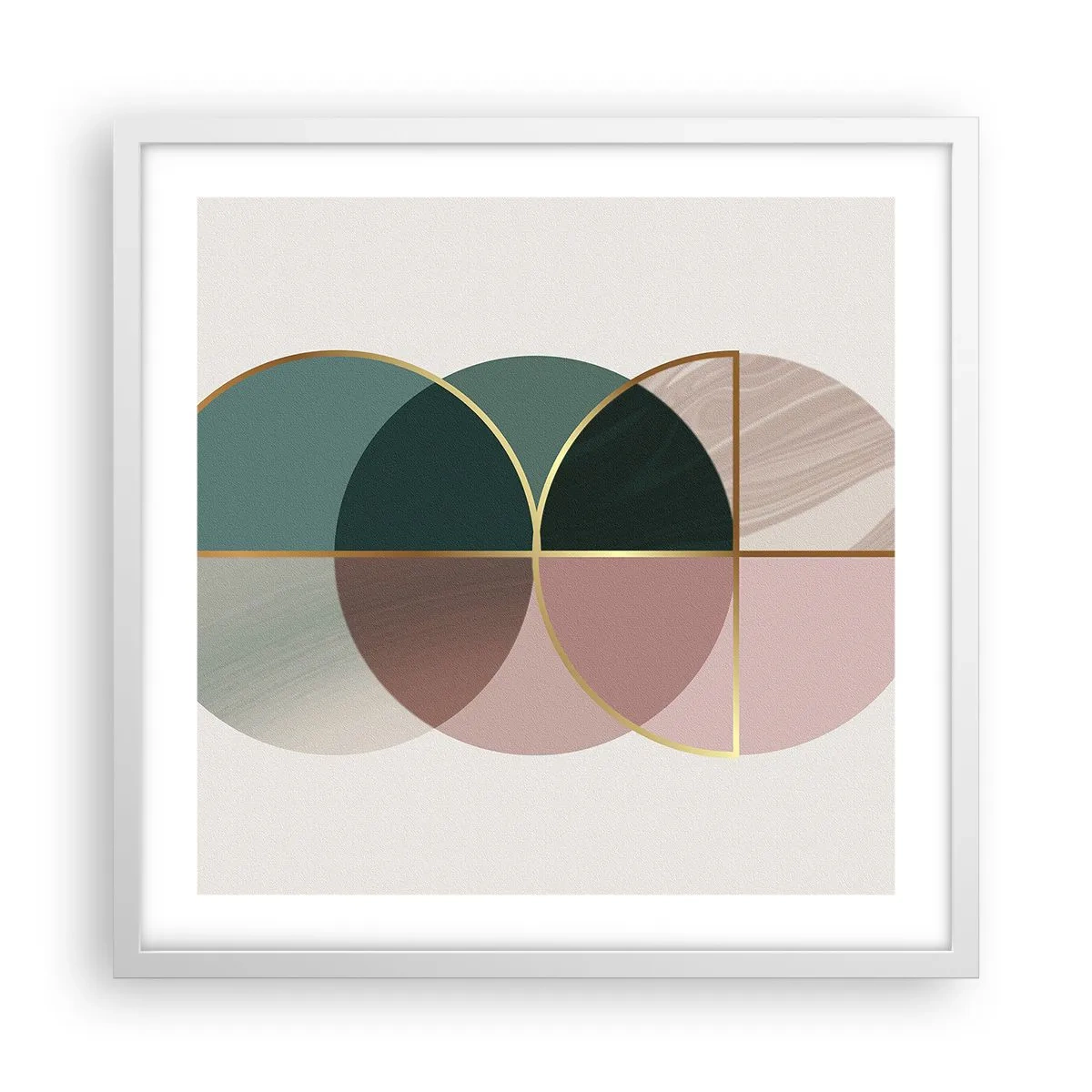 Pôster em moldura branca - Círculo entre círculos… - 50x50 cm