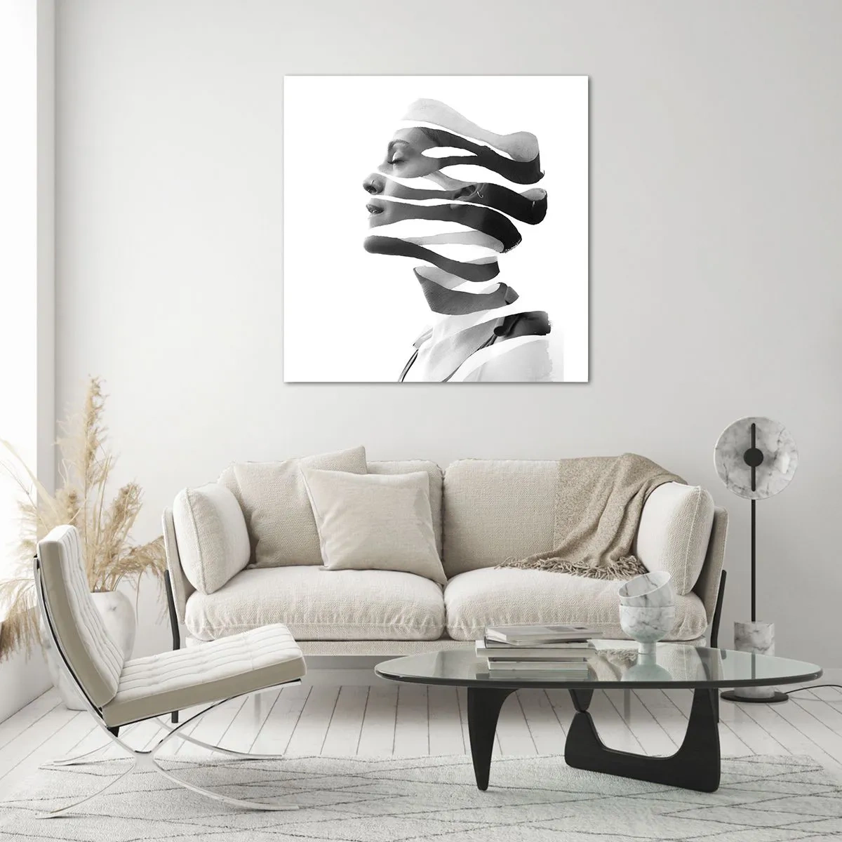 Quadro em vidro - Retrato surrealista - 40x40 cm