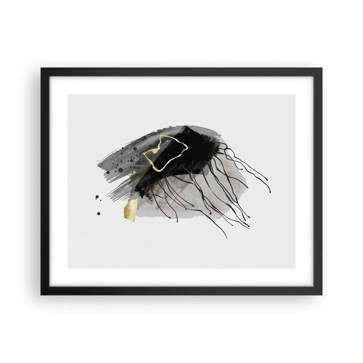 Pôster com moldura preta - A preto e dourado - 50x40 cm