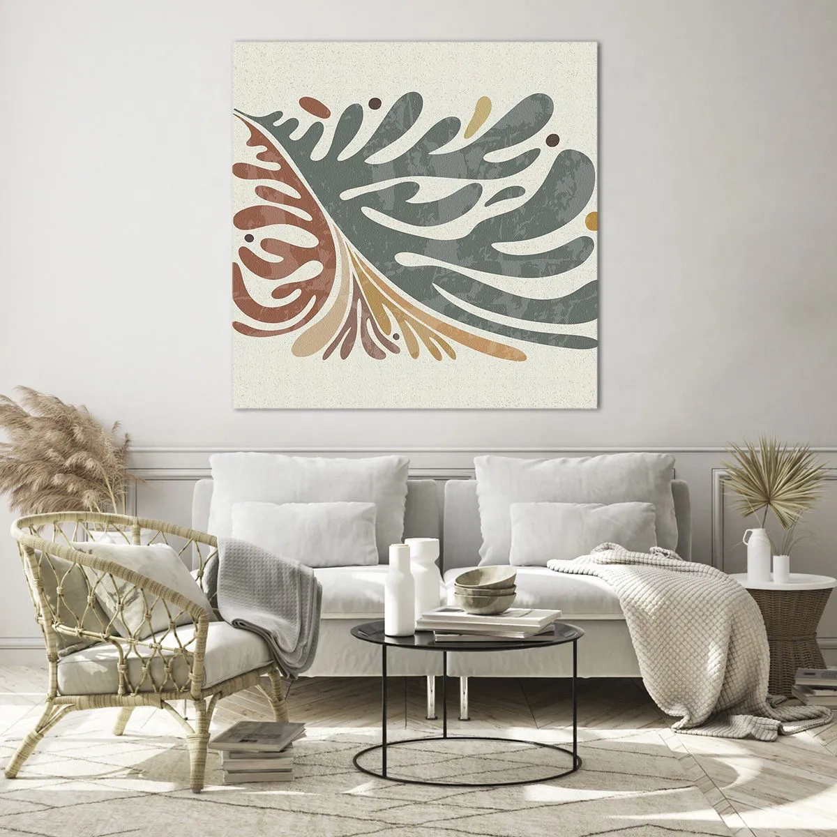 Quadro em vidro - Folha multicolorida - 30x30 cm