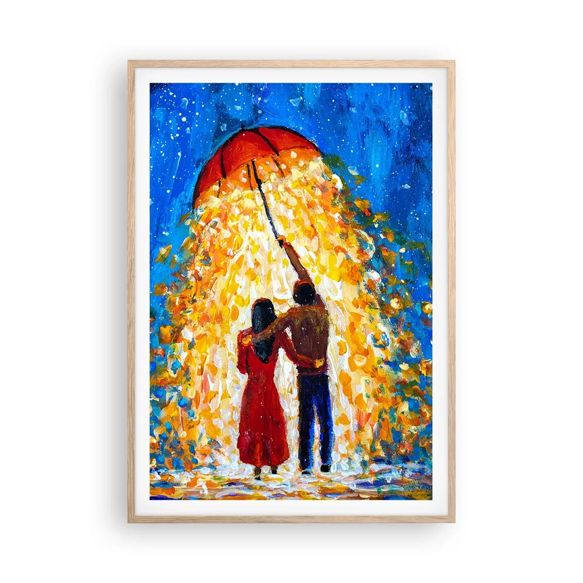 Pôster com moldura de carvalho claro - A magia de uma noite chuvosa? - 70x100 cm