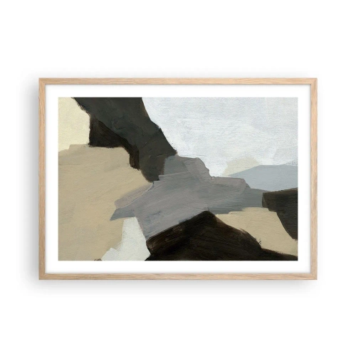 Pôster com moldura de carvalho claro - Abstração: a encruzilhada do cinza - 70x50 cm