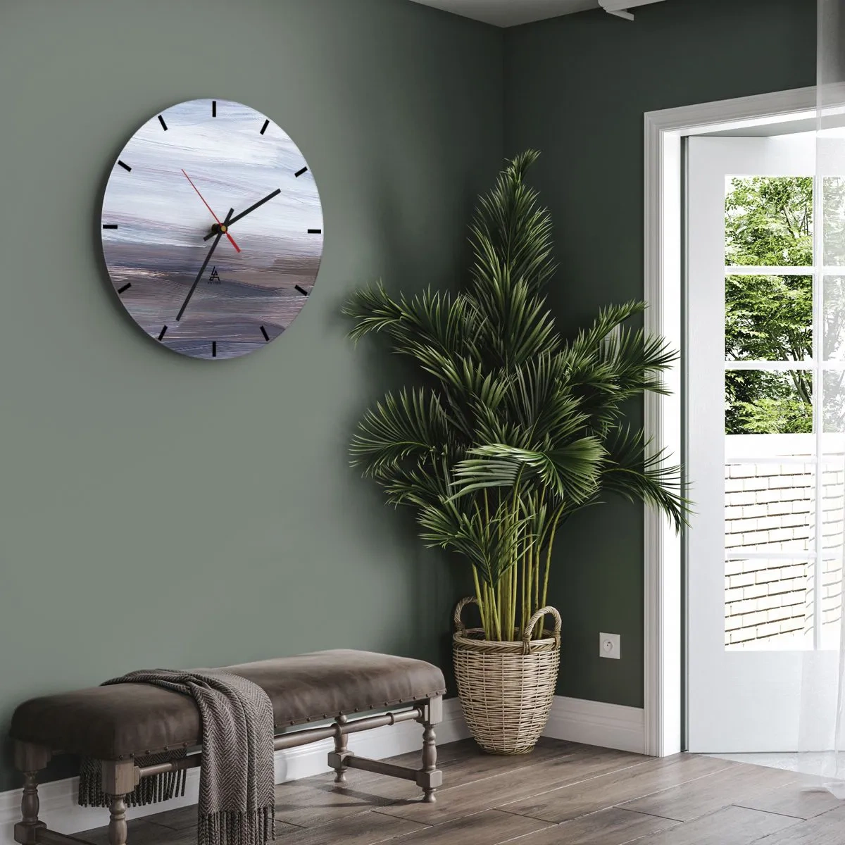 Relógio de parede - Relógio em vidro - Elementos: água - 40x40 cm