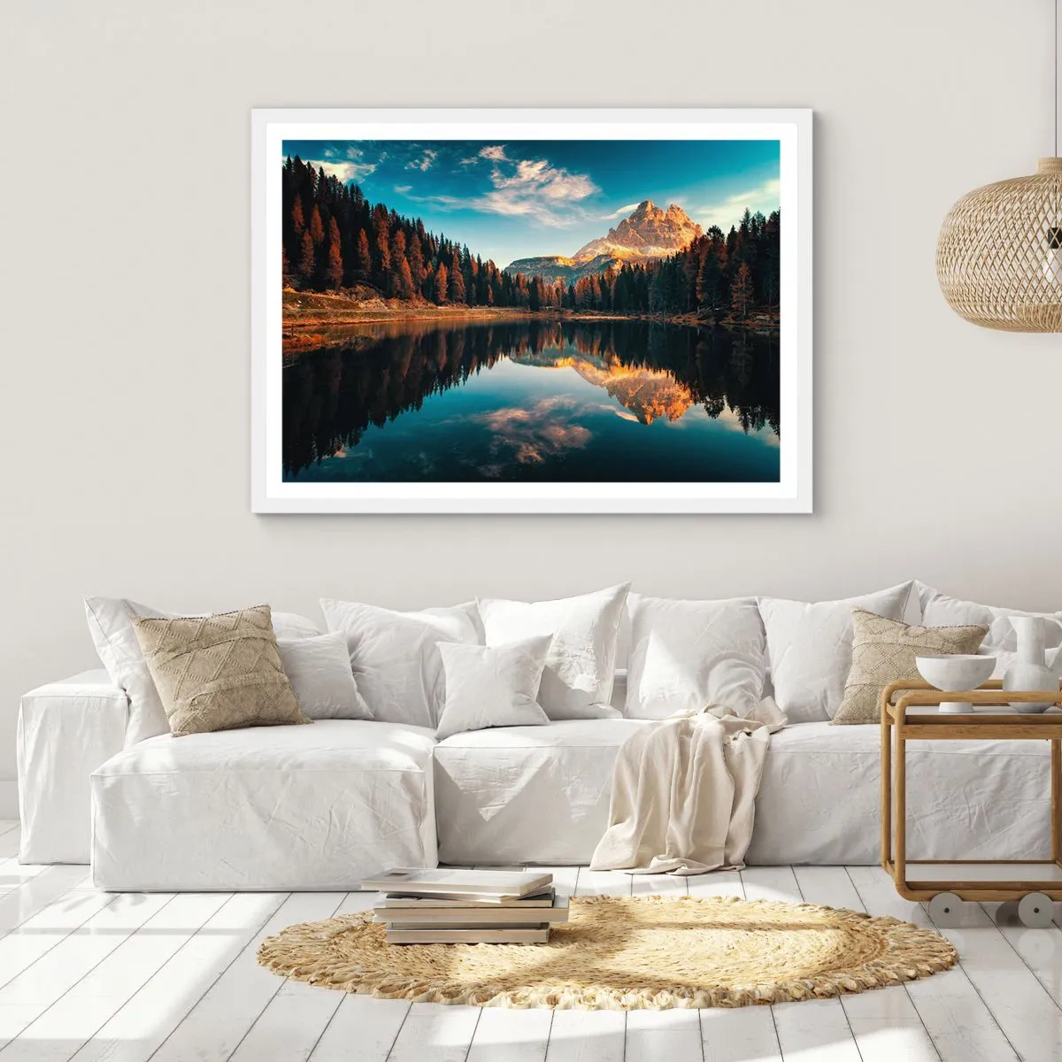 Pôster em moldura branca - Paisagem dupla - 100x70 cm