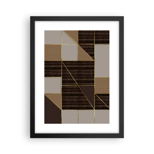 Pôster com moldura preta - Mosaico de bronzes e ouro - 30x40 cm