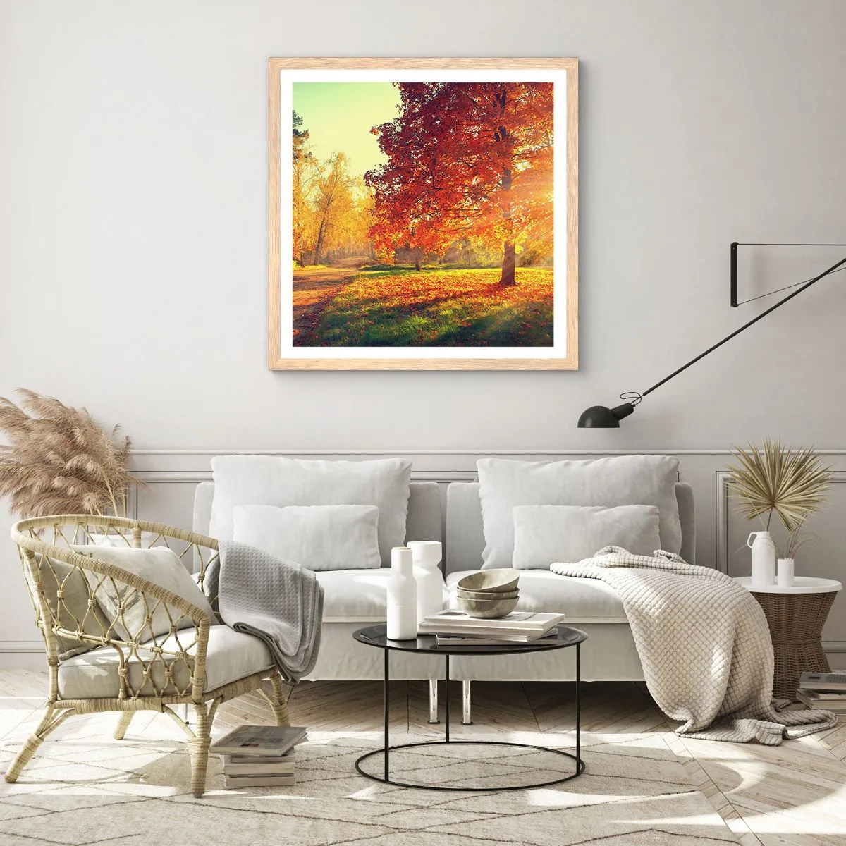 Pôster com moldura de carvalho claro - O vermelho é lindo - 30x30 cm