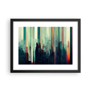 Pôster com moldura preta - Cidade futurista - 40x30 cm