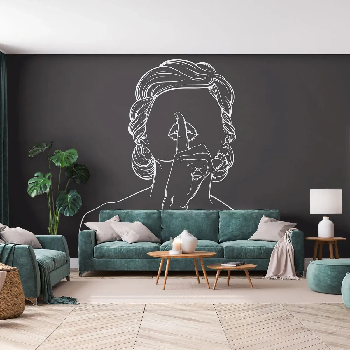 Papel de Parede Premium Sand - A beleza floresce em silêncio - Mulher, Desenho, Linha - 250x175 cm