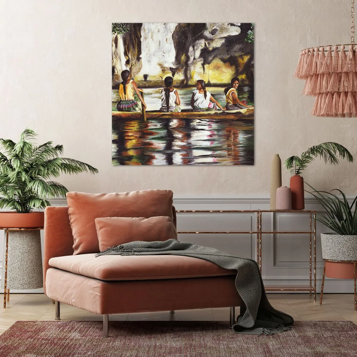 Quadro em tela - Num paraíso polinésio - 30x30 cm