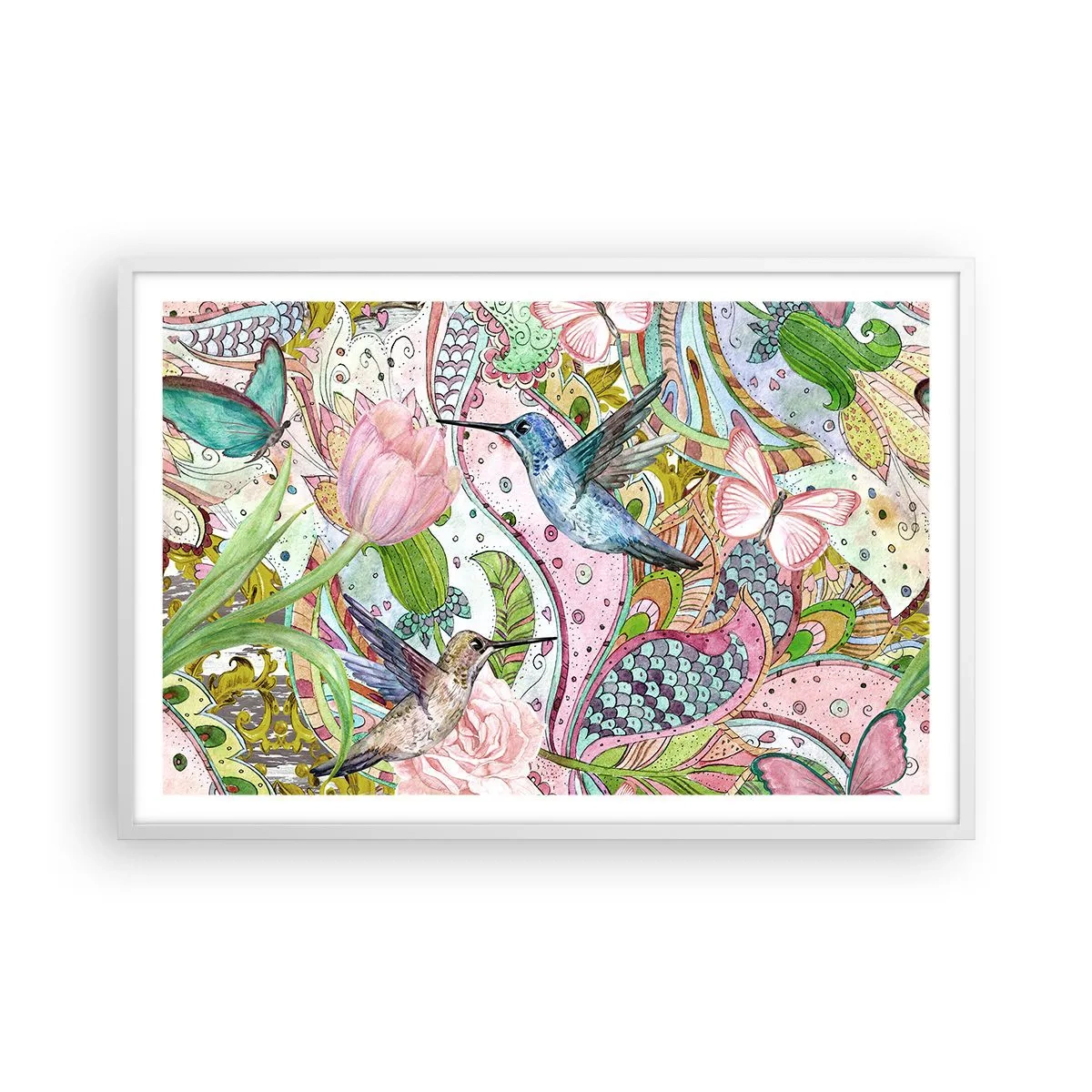 Pôster em moldura branca - Emaranhados em trepadeiras - 91x61 cm