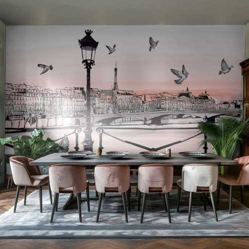 Papel de Parede Premium Sand - Sobre os telhados de Paris - Arquitetura, Cidade, Paris - 200x140 cm