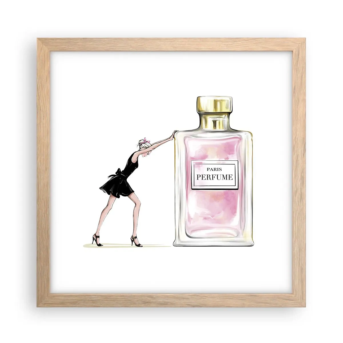 Pôster com moldura de carvalho claro - A essência da feminilidade - 30x30 cm