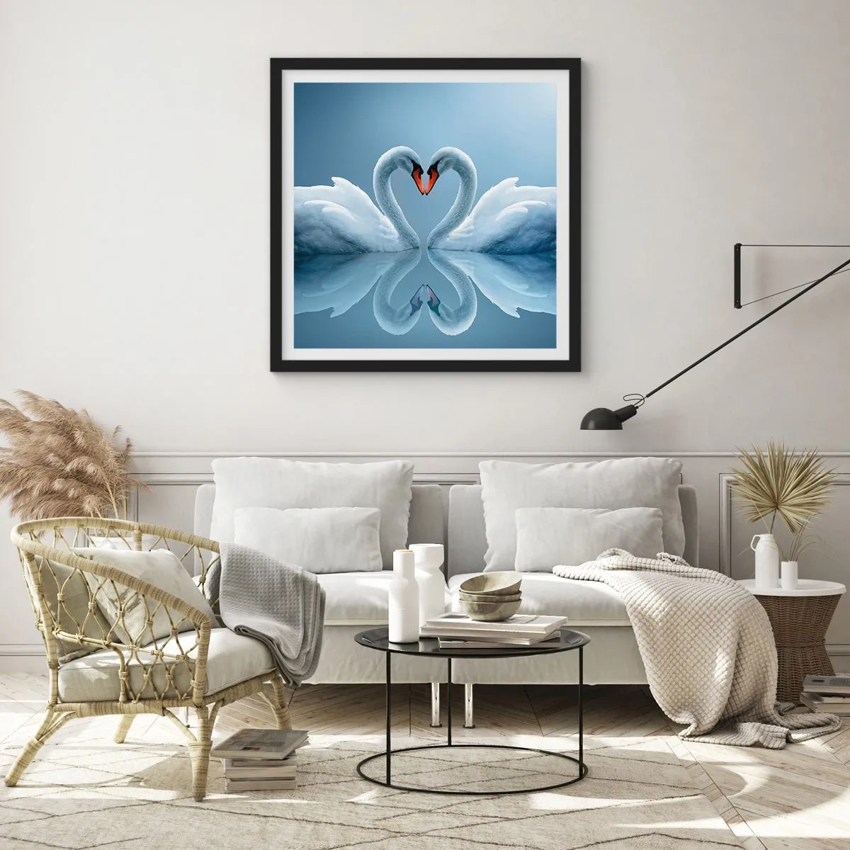 Pôster com moldura preta - Hora do amor - 30x30 cm