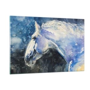 Quadro em vidro - Retrato com um brilho azul - 120x80 cm